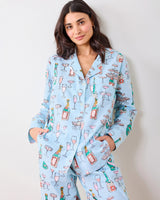 Light Gray Champagne Tower Long PJ Set