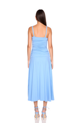 White Smoke Low Gathered String Dress Midi Dress