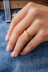 Dark Slate Gray 18K Gold Tennis Emerald Cut Ring Ring