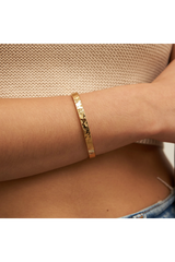 Tan 24K Gold Hammered Bangle Bracelet