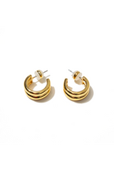 White Smoke 18k Gold Twin Hoops Mini Jewelry