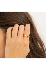 Dark Salmon Waterproof Gold Diamond Ring Band Ring