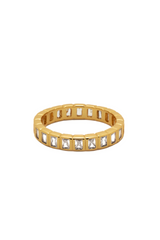 White Smoke 18K Gold Tennis Emerald Cut Ring Ring