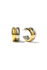 White Smoke Waterproof Twin-Tone Hoops Earrings