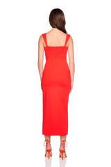 White Smoke Angle Strap Slit Dress Maxi Dress