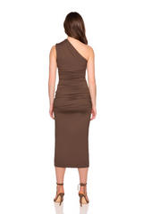 White Smoke One Arm Gathered Dress Midi Dress