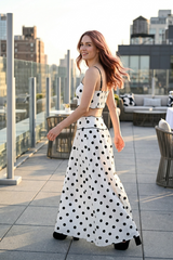 White Smoke Happy Go Dotty Maxi Skirt Maxi Skirt