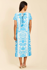Wheat Adria Midi Dress in Florentine Blue Midi Dress
