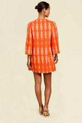 Antique White Ines Caftan Mini Dress in Hibiscus Mosaic Mini Dress