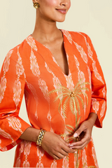 Antique White Ines Caftan Mini Dress in Hibiscus Mosaic Mini Dress