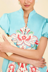 Bisque Elliana Mini Dress in La Botanica Blue Mini Dress