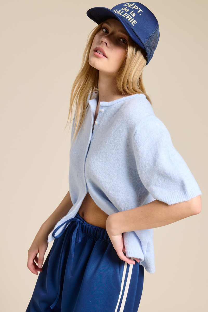 Light Gray Wren Short Sleeve Cardigan Cardigan