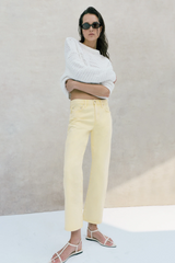 Gray Lexi Mid Rise Bowed Straight Jean | Day Glow Jeans