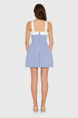 Lavender Mindy Dress in Blue Ivory Stripe Mini Dress