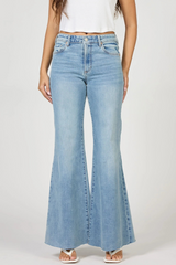 Light Gray Hendrix Mid High Rise Wide Leg Jean | Hillcress Jeans