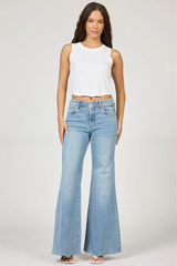 Light Gray Hendrix Mid High Rise Wide Leg Jean | Hillcress Jeans