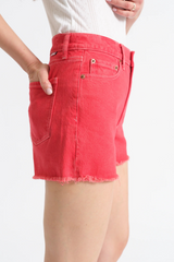 White Smoke Troublemaker High Rise Short | Chili Pepper Denim Shorts