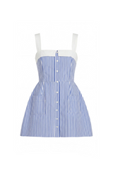 White Smoke Mindy Dress in Blue Ivory Stripe Mini Dress