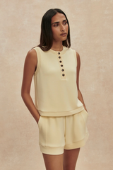 Tan Marla Button Placket Tank Tank