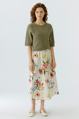 Lavender Floral Midi Skirt Midi Skirt