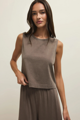 Antique White Sloane Cotton Jersey Muscle Tank Top