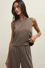 Antique White Sloane Cotton Jersey Muscle Tank Top