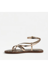 White Smoke Dakota Ankle Strap Sandal | Antique Gold Leather Sandal