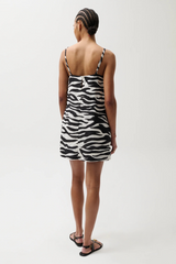 Light Gray Misa Silk Blend Mini Dress in Zebra Mini Dress