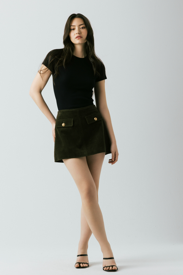 Light Gray Inside Scoop Corduroy Mini Skirt Mini Skirt