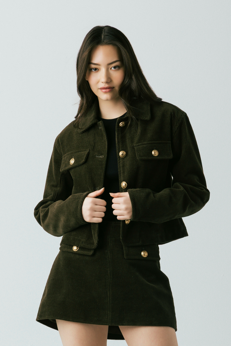 Light Gray Inside Scoop Corduroy Shacket Shacket