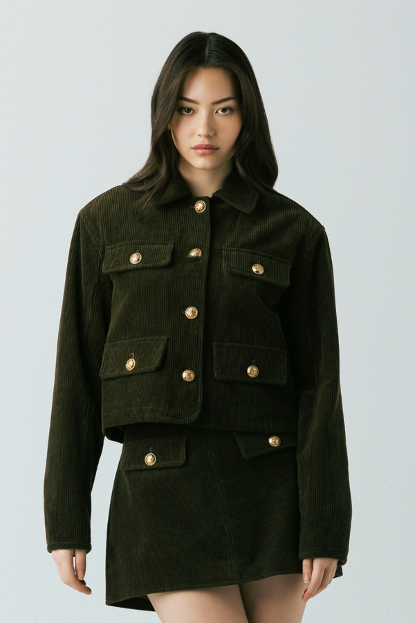 Light Gray Inside Scoop Corduroy Shacket Shacket