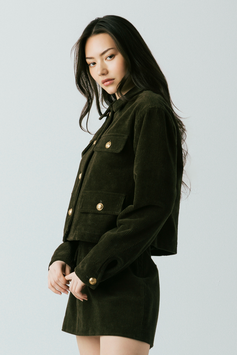 Black Inside Scoop Corduroy Shacket Shacket