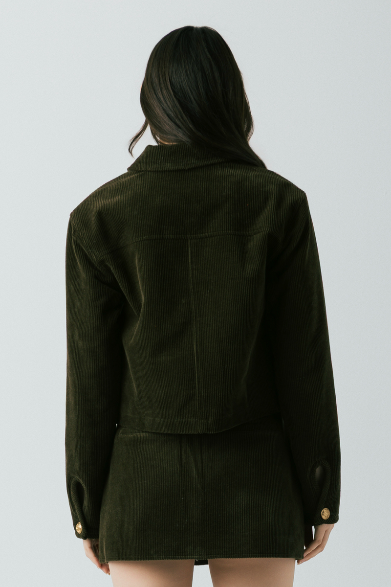 Light Gray Inside Scoop Corduroy Shacket Shacket