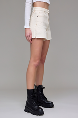 Dark Gray Ava High Rise A Line Short | Ecru Denim Shorts