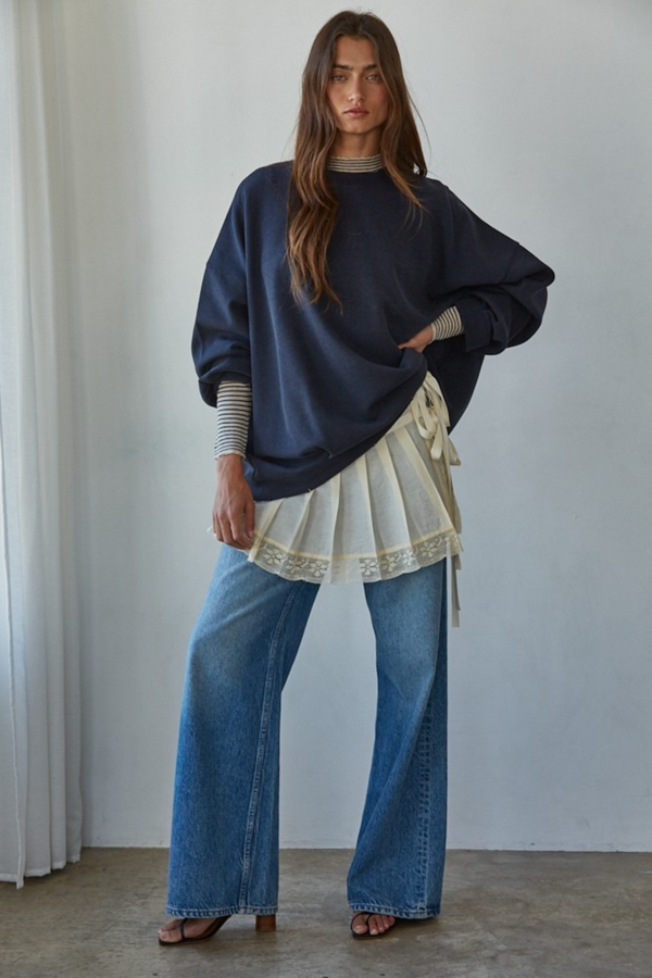 Dark Gray Oxford Crew Pullover Sweater