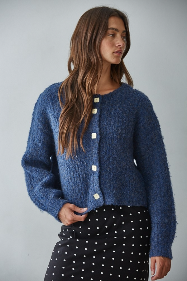 Dark Slate Gray Annette Plush Cardigan Cardigan