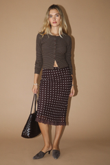 Rosy Brown Playful Dots Lace Midi Skirt Midi Skirt