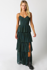 Light Gray Ruth Animal Print Ruffle Maxi Maxi Dress