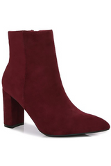 White Smoke Sara Faux Suede Ankle Bootie | Burgundy Booties