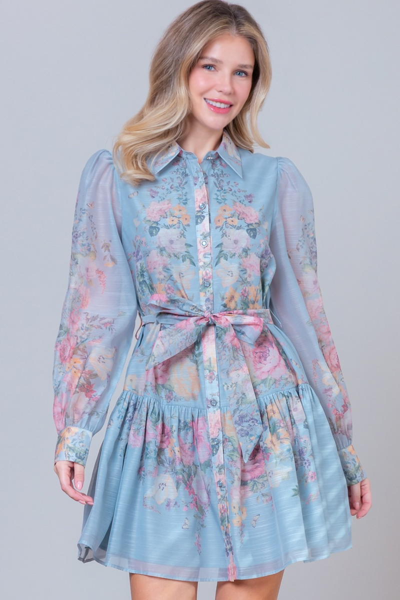 Gray Andrea Floral Dress Dress