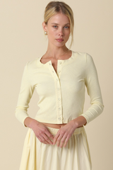 Wheat Nolan Crop Button Top Cardigan