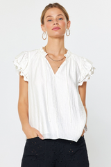 Lavender Maple Lace Short Sleeve Blouse Blouse