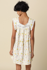 Light Gray Kit Floral Flutter Sleeve Mini Dress Mini Dress