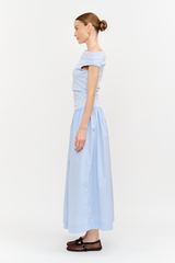Lavender Audrey Mixed Media Asymmetrical Midi Midi Dress