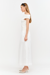 Lavender Audrey Mixed Media Asymmetrical Midi Midi Dress
