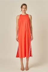 Gray Sleeveless Ric Rac Midi Dress Midi Dress