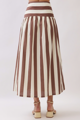 Light Gray Sweet On Stripes Drop Waist Maxi Skirt Maxi Skirt