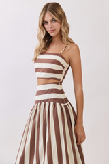 Light Gray Sweet On Stripes Cropped Cami Crop Top