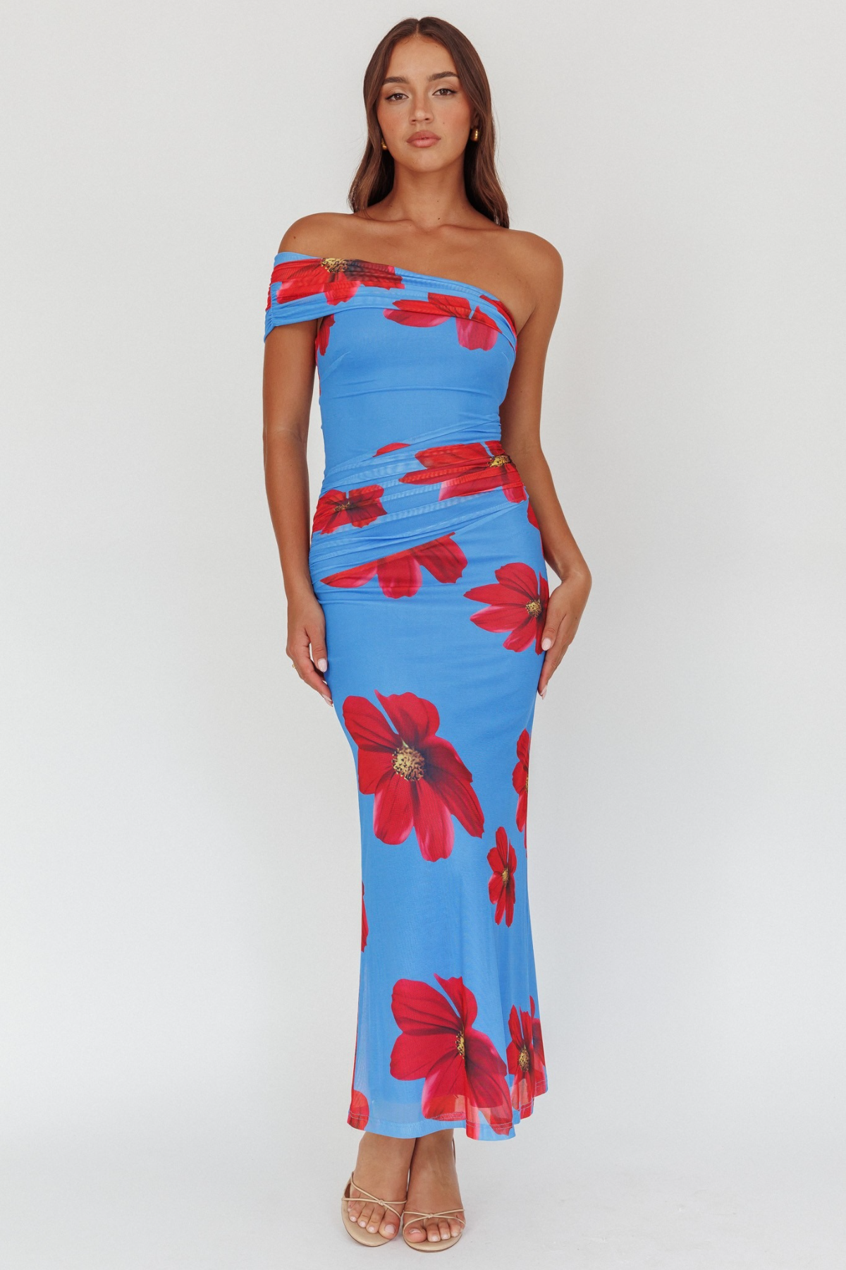 sachin and babi light blue dress French Connection Satin Maxi Cami Dress With Panels In Off White for Women