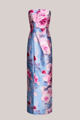 Light Steel Blue Lucienne | Strapless Column Gown Formal Gown